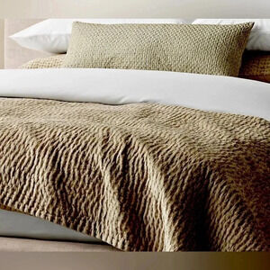 King Sham Case VELVET PICK STITCH by RESTORATION HARDWARE- NEW - Champagne